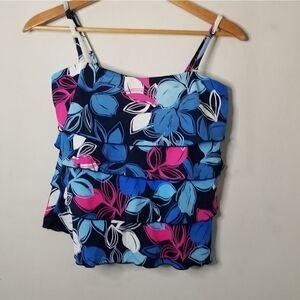 Caribbean Joe swim top tankini floral size 8